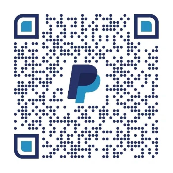 QR code with PayPal logo in the center.