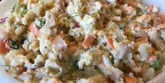 Potato salad made with smoked eggs, mmm good!