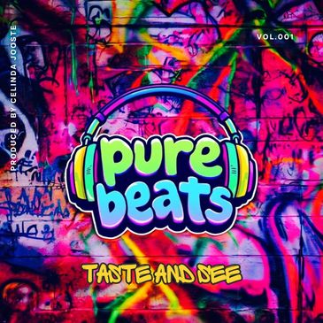 Colorful graffiti-style music cover with headphones and "pure beats."
