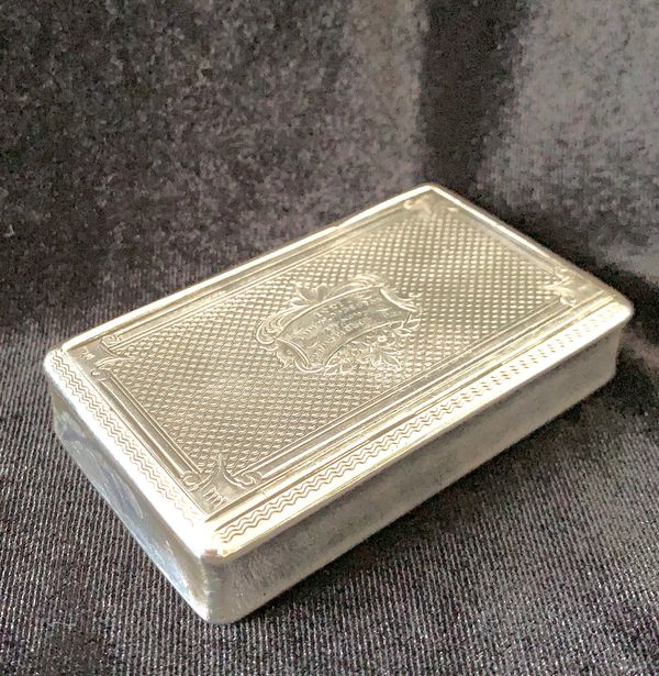 French 19th century silver snuff box with English military inscription