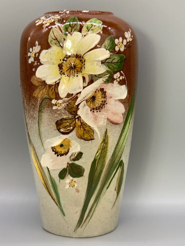 Royal Rookwood slipware decorated vase with anemone flowers art nouveau  floral design made  1890
