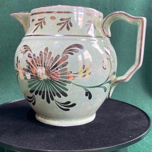 Grays pottery silver lustre jug D954 A9272 in the style of Charlotte Rhead but dating to the 1950s
