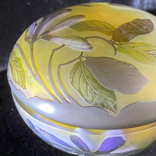 Galle Gallé french acid etched glass bonbonniere