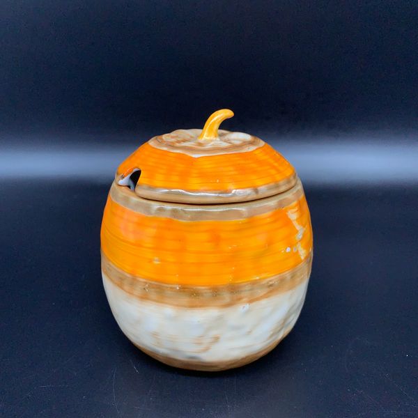 Art Deco Shelley Harmony honey or marmalade pot designed by Eric Slater   English about 1937
