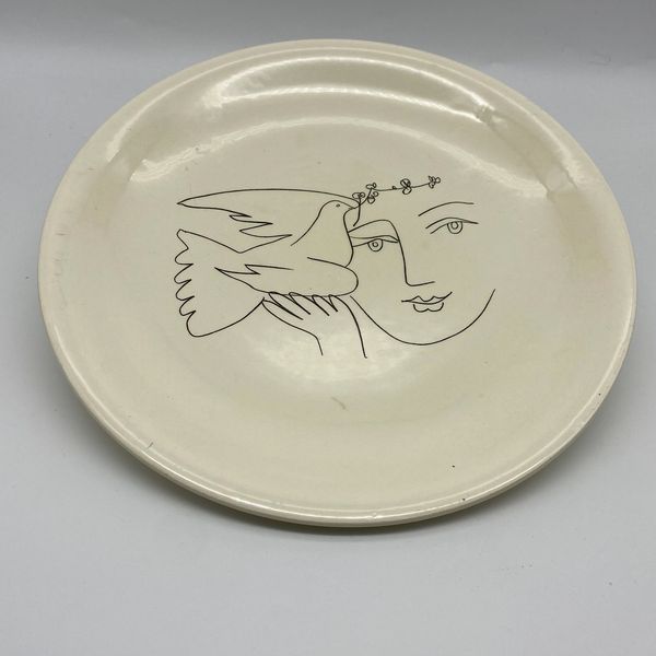 Picasso Face of Peace Salins les Bains ceramic plate signed, 1960