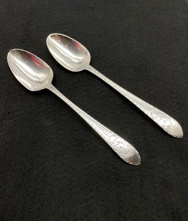 A pair of Irish silver 18th century serving spoons  by John Daly Dublin 1796