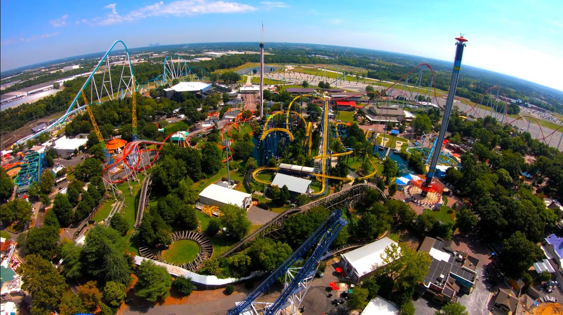 Carowinds Theme Park Aerial Image Fury 325 and the roller coasters Charlotte North Carolina 