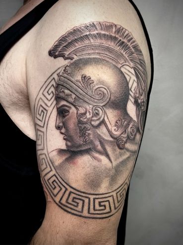 Best Aquiles realism tattoo Black and Grey by Andres Carballo Tattoo Art and Republic