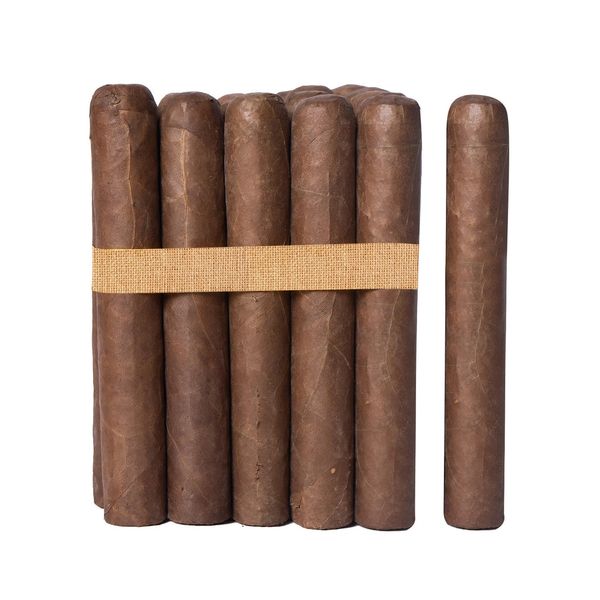 A bundle of eight brown cigars with one separate cigar.