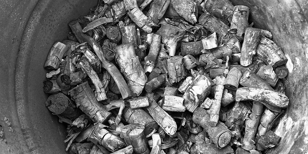 Charcoal cooled and ready to be graded 