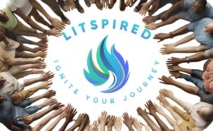 community of people in circle around the LitSpired logo