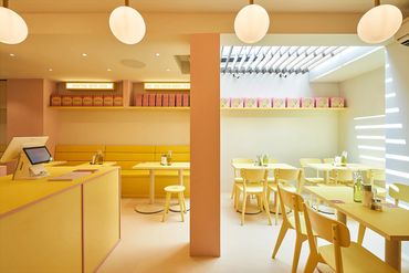 interior photography of the cafe at the Coach Play Singapore Shophouse