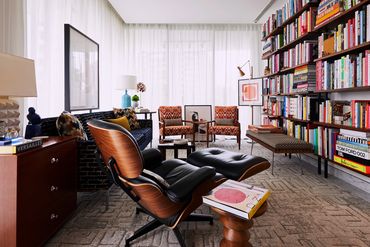 interior photography of an eclectic living room 
