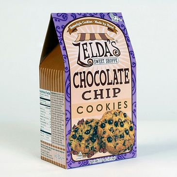Folding carton of chocolate chip cookies