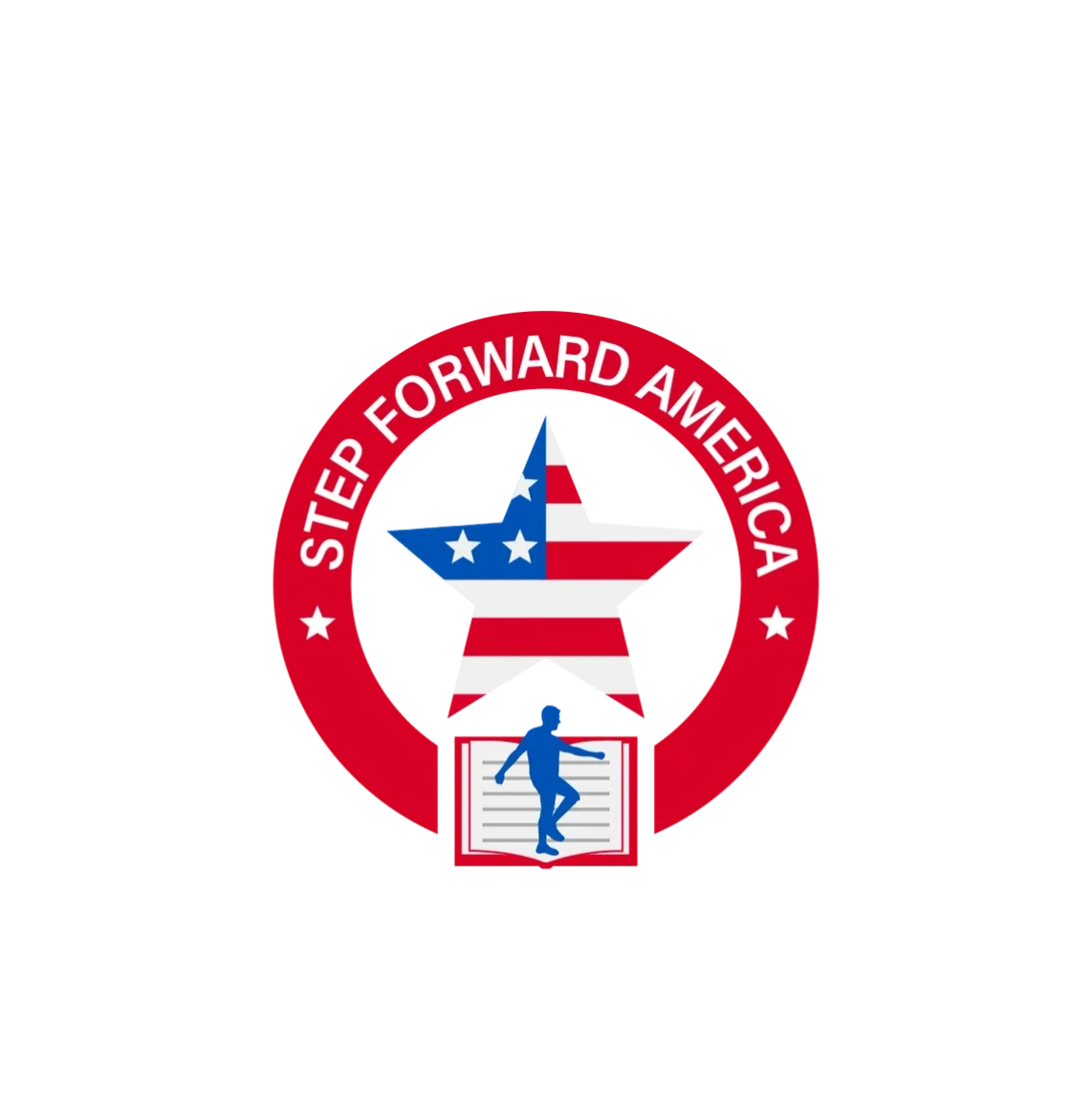 A Step Forward America Logo In Blue And Red