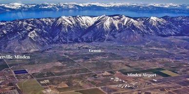 Aerial view of a mountainous area with labeled locations.