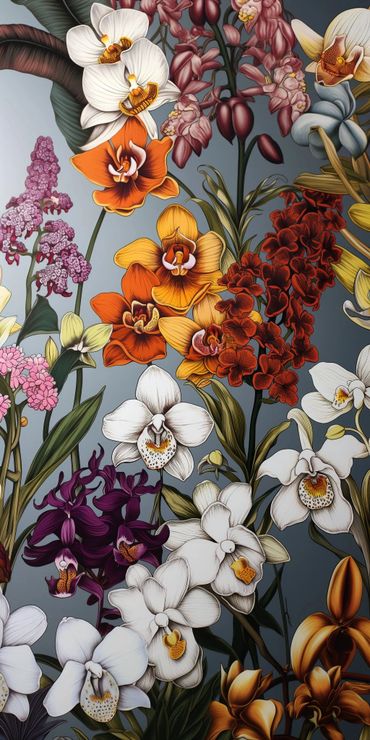 Orchid Wallpaper with metallic