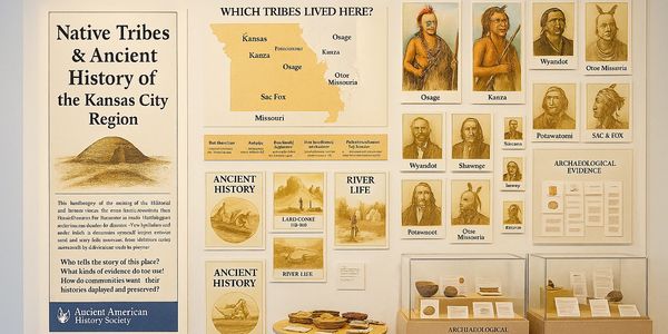 Exhibit showcasing Native tribes and ancient history of the Kansas City region.