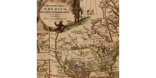 Antique map of America and West Indies, richly illustrated with figures and old geographic names.