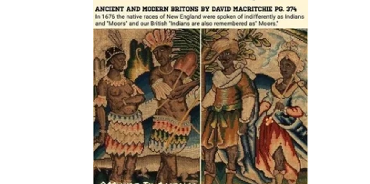 Historical depiction of Black Indians in the Western Hemisphere with explanatory text on the term 'Moor'.