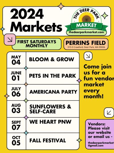 2024 The Deer Park Market dates calendar