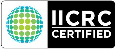 IICRC Certified logo with a blue and green circular design on a black background.