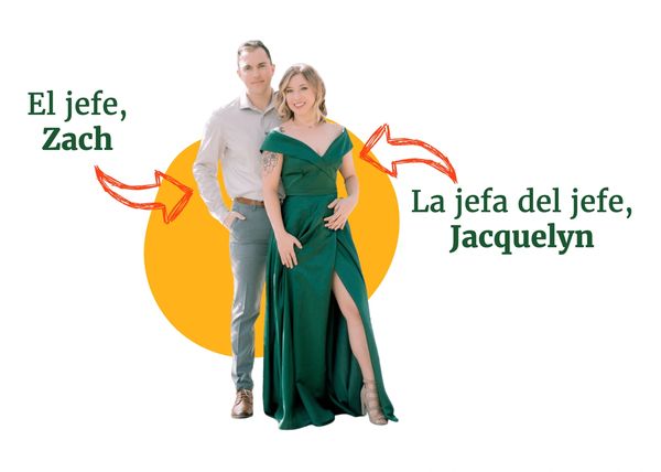 Zach Bennett, owner of Spanish With A Gringo, standing with his wife Jacquelyn