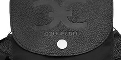Black Cout Euro branded leather and fabric pouch with a snap button.