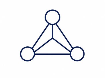 A geometric shape with three circles connected by lines forming a triangle.