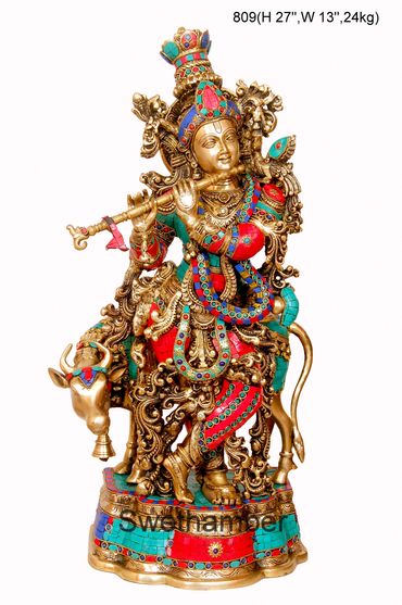 brass radha krishna with cow
brass krishna 
radha krishna brass deities
brass krishna idol with cow