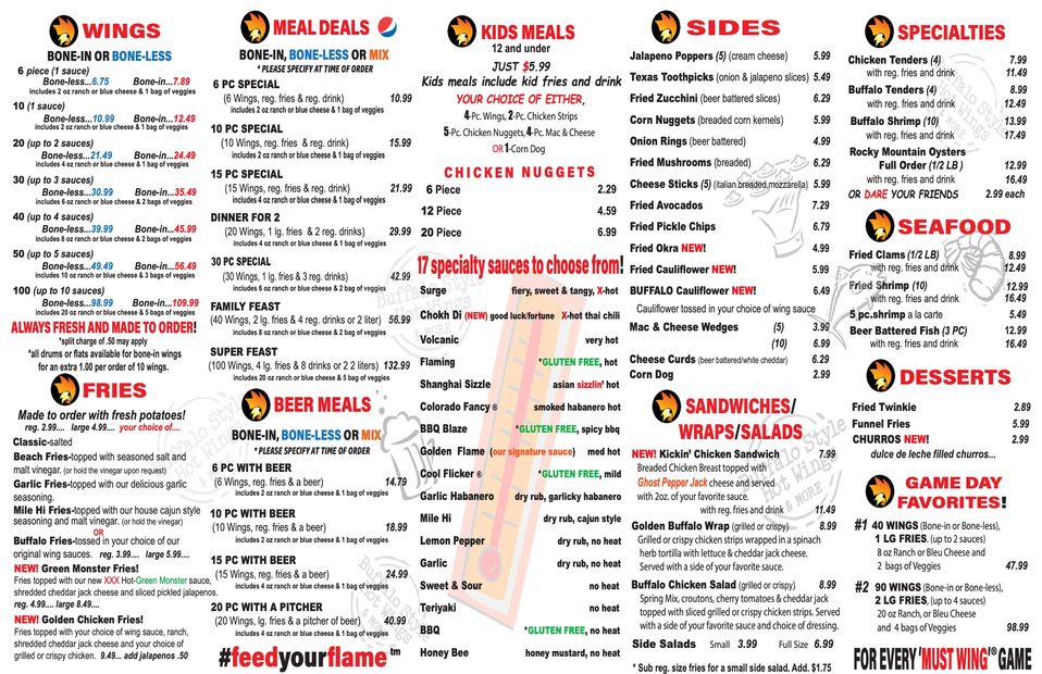 Menu - Golden Flame Hot Wings | Golden Flame Hot Wings