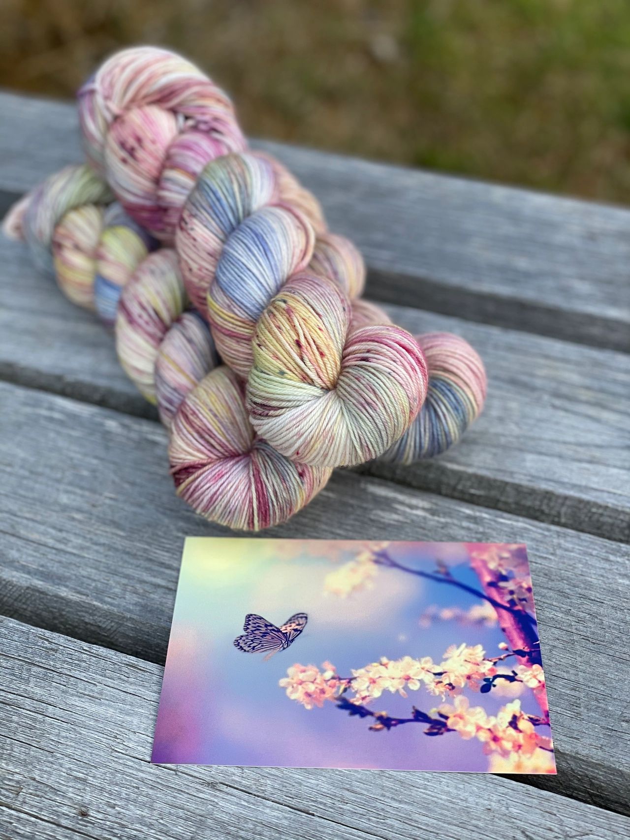 Hand Dyed Silk & Merino Worsted Yarn, Pink & Purple Butterfly Yarn