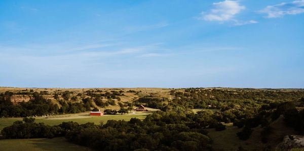 Scenic view of lodge in the valley of the mesas.