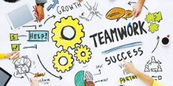 Illustration of teamwork and success concepts with people collaborating around a table.