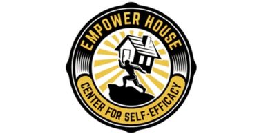 Logo of Empower House Center for Self-Efficacy with a figure carrying a house.