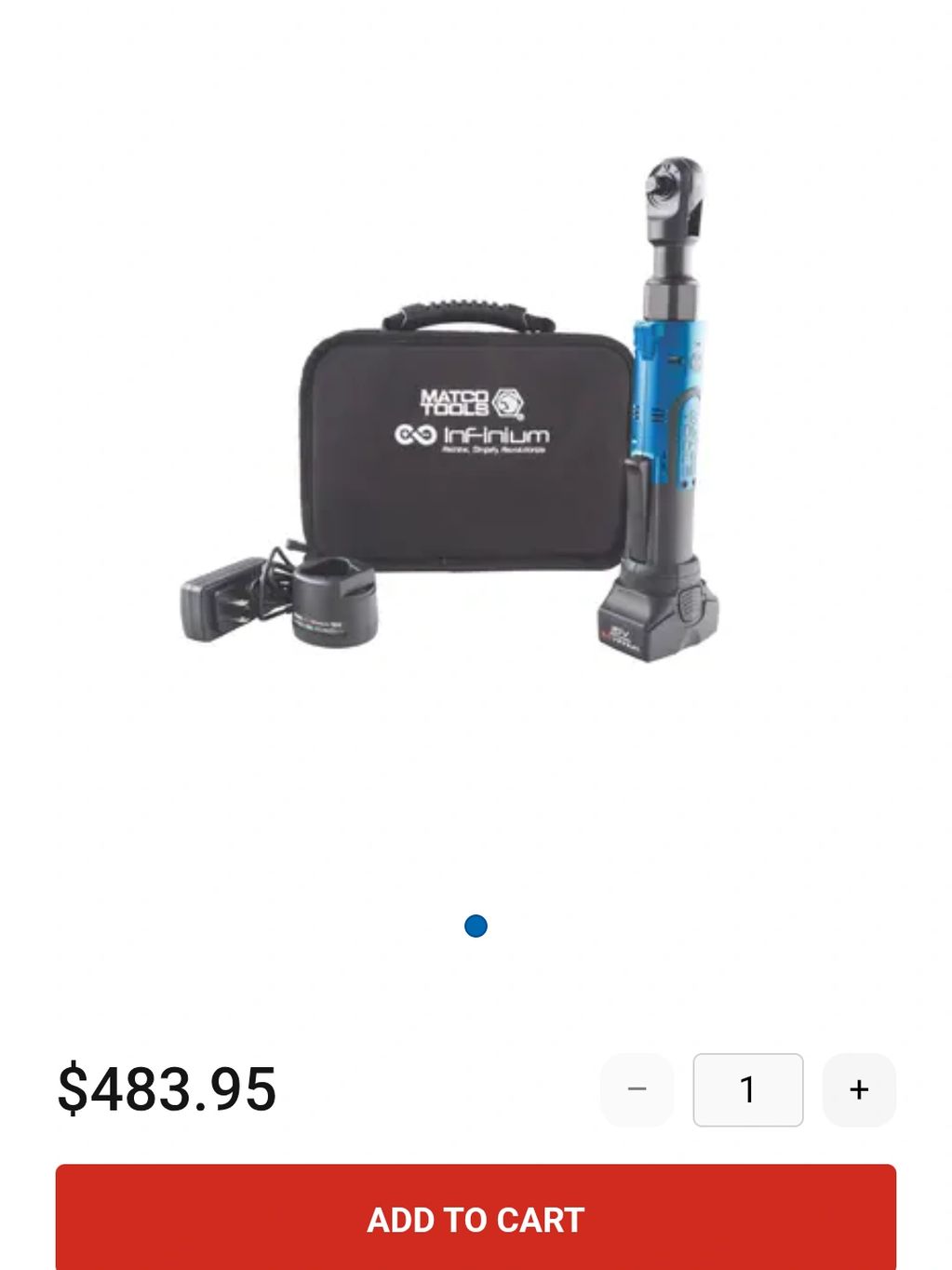 Cordless ratchet tool kit with charger and carrying case.