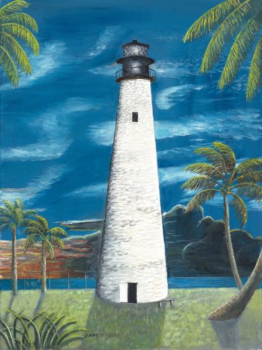 Curt Whiticar, art, oil painting, Florida, Cape Florida, Lighthouse, Miami