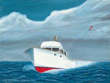Oil Painting, Whiticar Boat, ocean, Gannet II, 
