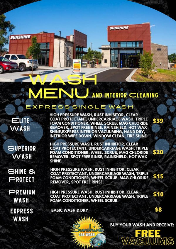 Wash Menu