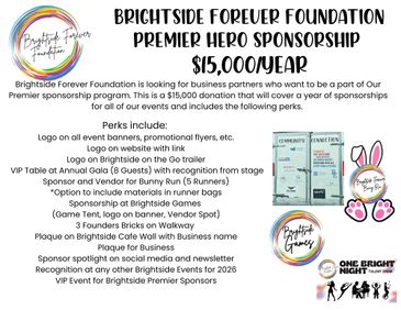 Brightside Forever Foundation Premier Hero Sponsorship details with logo and perks.