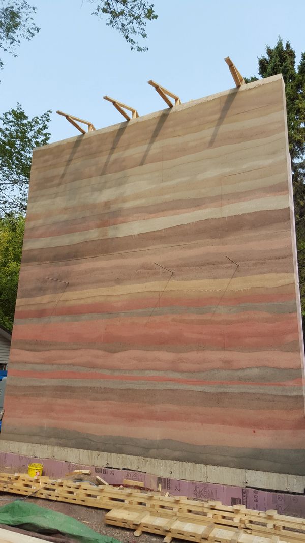 Rammed earth wall, Sustainable building, Sirewall, Saskatoon, Saskatchewan, Canada