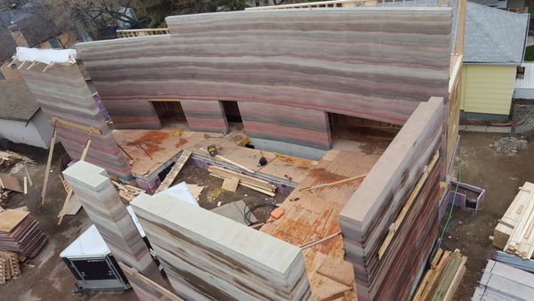 Rammed earth curved wall, Sustainable building, Feature wall, Saskatoon, Saskatchewan, Canada