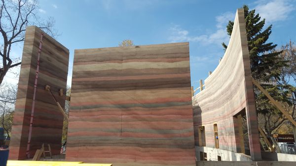 Rammed earth, Sustainable architecture, Accent wall Feature, Saskatoon, Saskatchewan, Canada