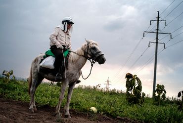 Azerbaijan, May 2012 - Guarding the pipeline on horseback. 