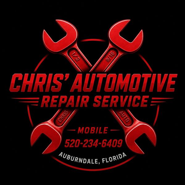 Logo for Chris' Automotive Repair Service with crossed wrenches.