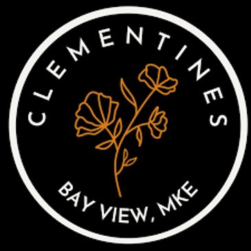 Logo for Clementines Bay View, MKE with floral design.