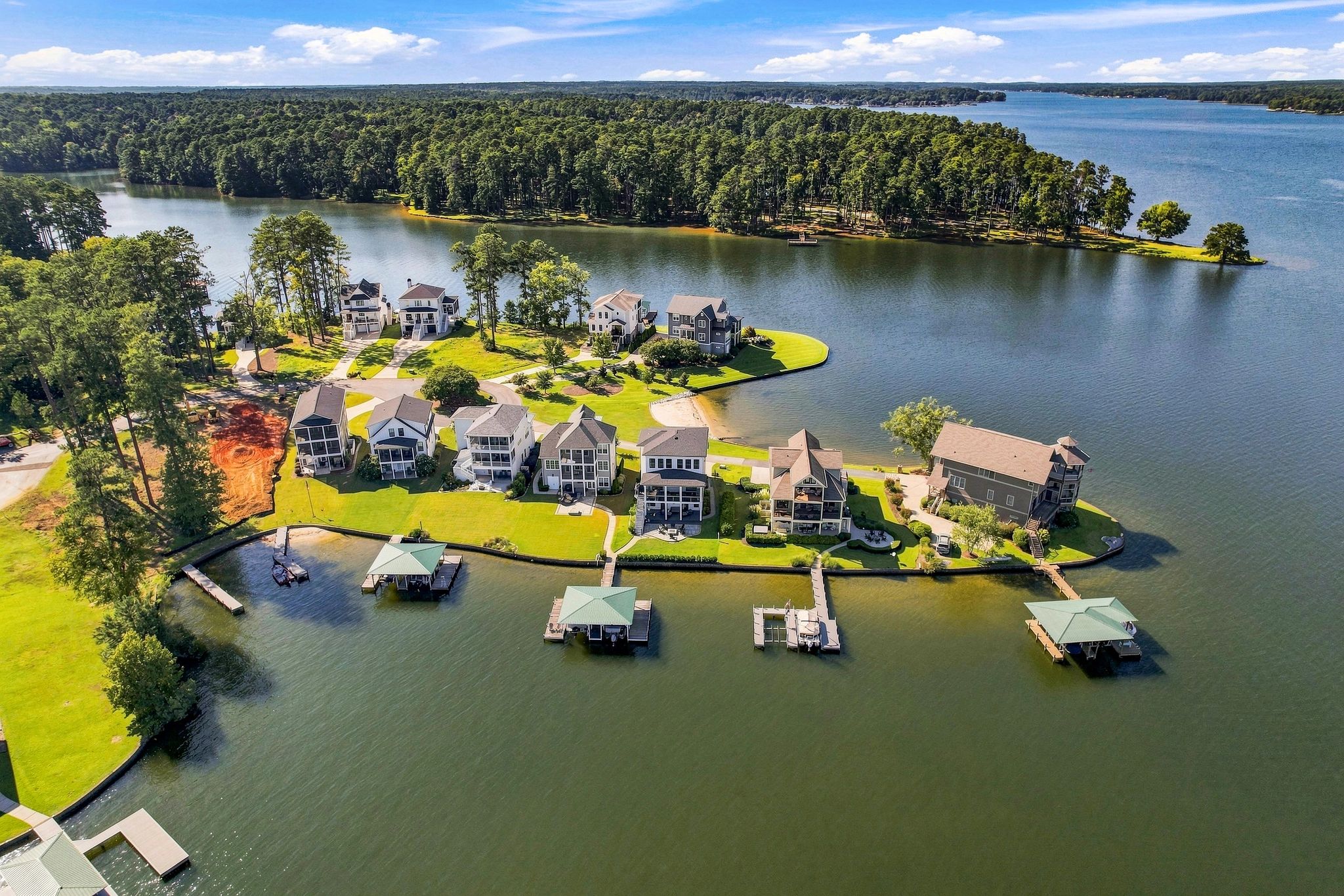 Lake-front homes in Grand Harbor, Lake Greenwood, SC