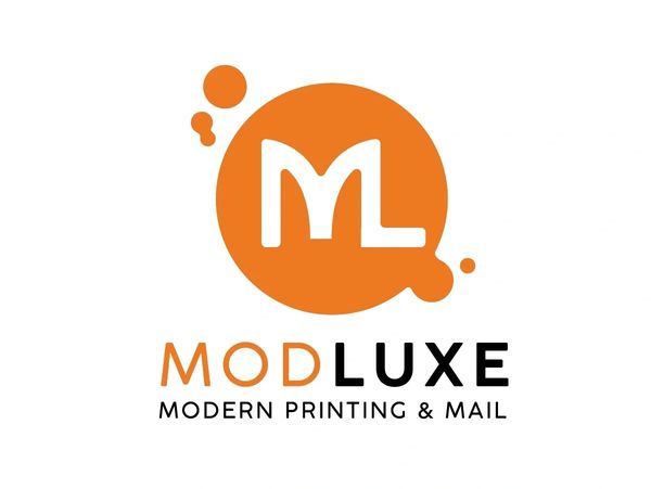 Logo of MODLUXE modern printing and mail services.
