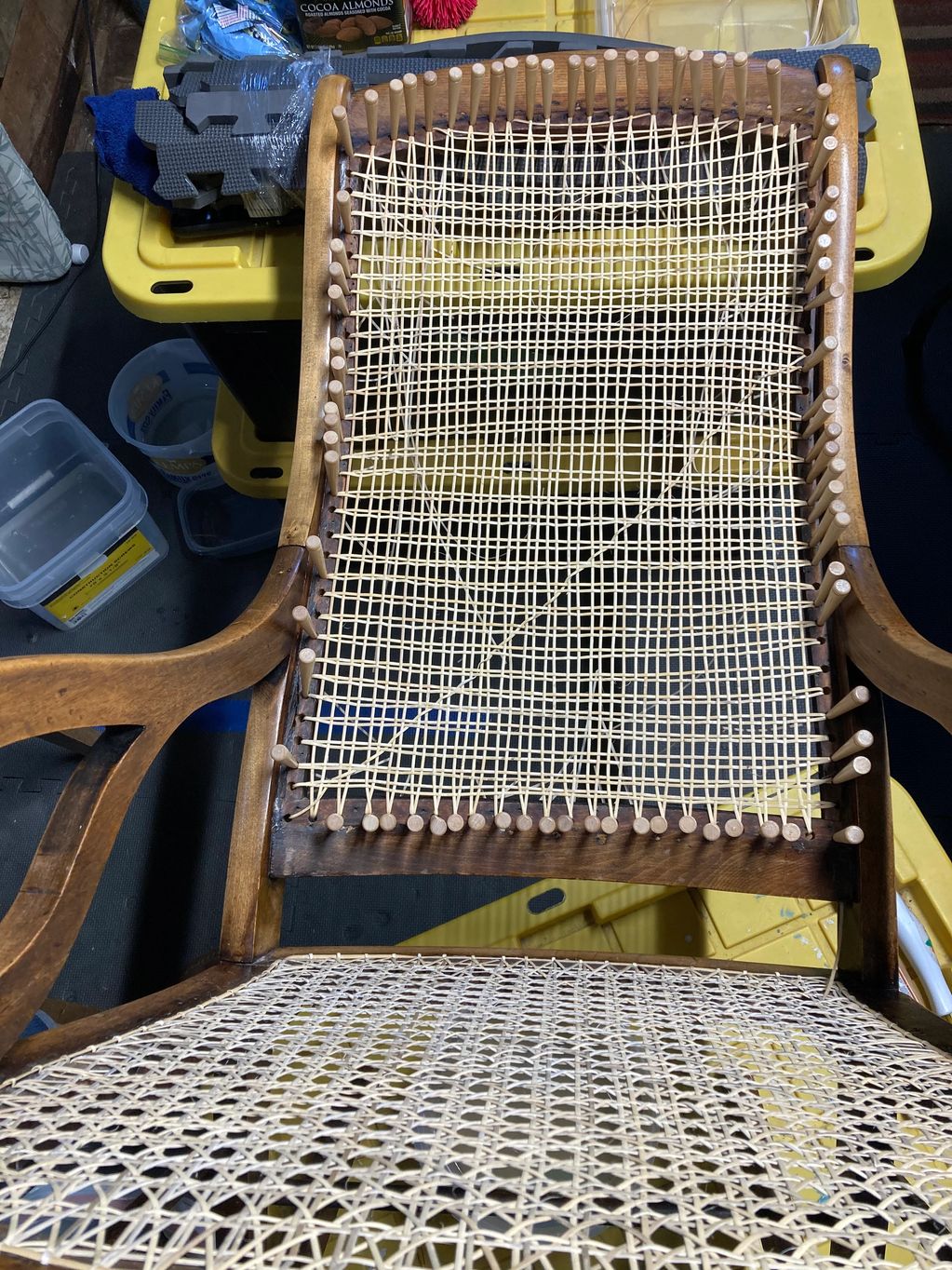 Hand caning on a chair