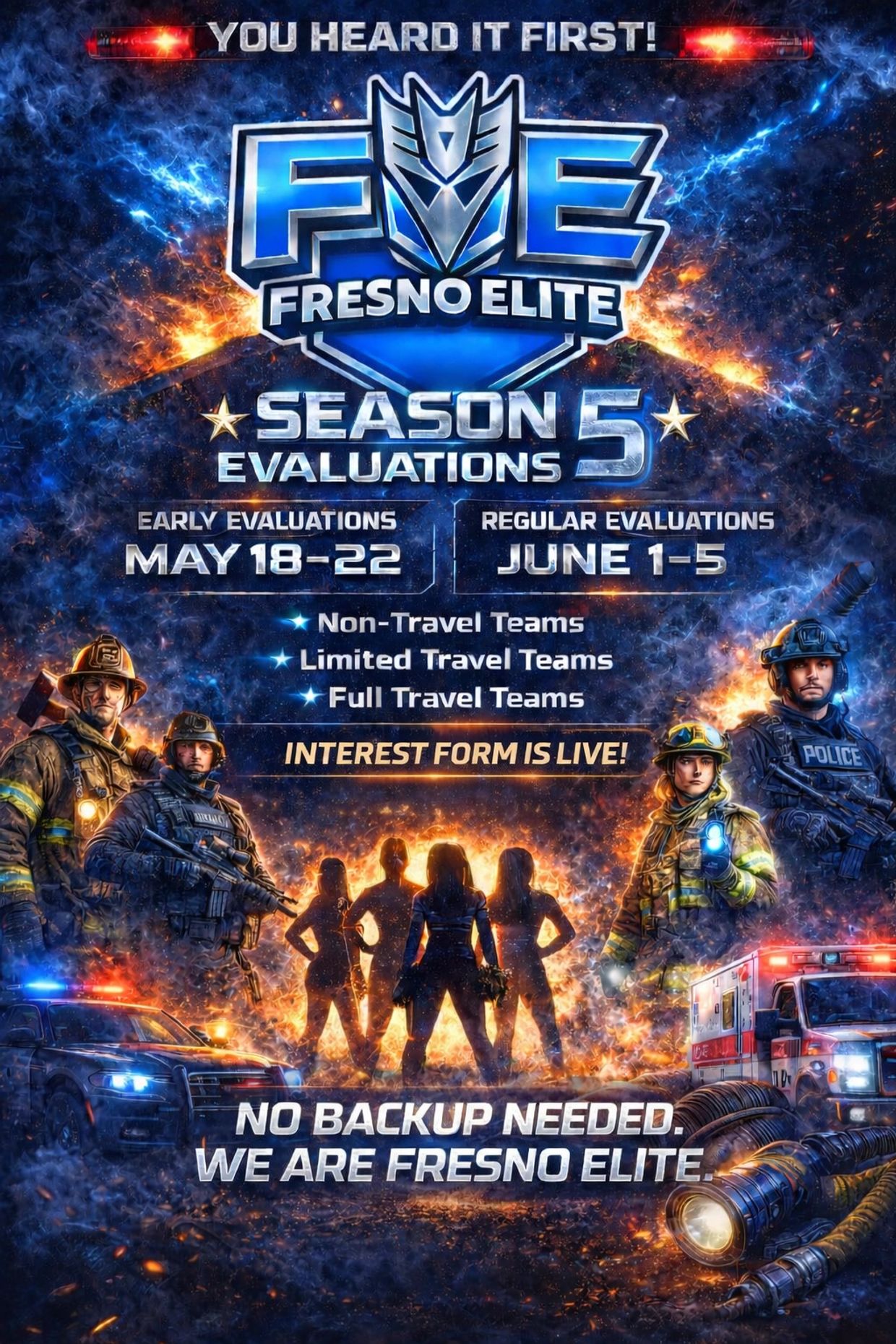 Fresno Elite Season 5 evaluations announced with early and regular dates.